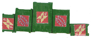 Custom Deluxe Crates pkg(5) -- Green w/Railway Express Agency Labels