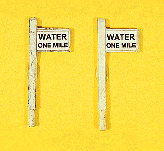 Custom Railroad Right-of-Way Signs -- Water One Mile pkg(2)
