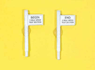 Custom Railroad Right-of-Way Signs -- Begin/End 3-Mile Test Section pkg(2)