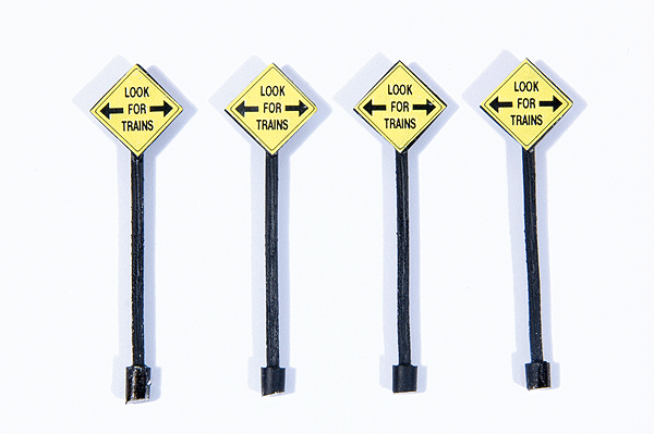 Custom Railroad Right-of-Way Signs -- Look for Trains pkg(4)