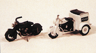 Motorcycles - Classic 1947 Model 2-Pack -- 1 Stock & 1 Tricycle Servi-car (Police, Ice Cream etc.)