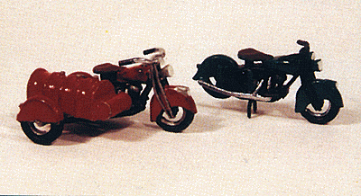 Motorcycles - Classic 1947 Model 2-Pack -- 1 Stock, 1 w/Fuel Tank Sidecar
