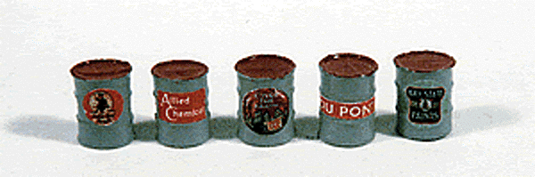 Barrels -- Paint & Chemicals (gray w/red Tops)
