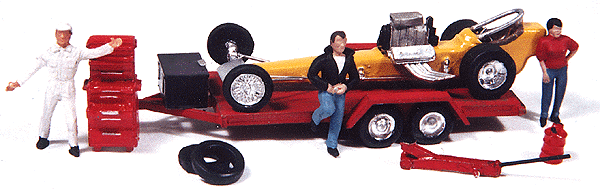 Vintage Dragster - Unpainted Metal Kit -- With Trailer, Tools & Accessories