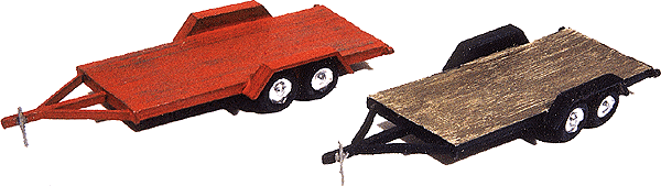 Wood-Deck Tandem 2-Axle Car Trailers - Kit -- Unpainted Metal Kit pkg(2)