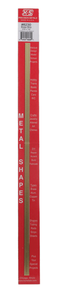 Brass Strip -- 12 x 1/4"  300 x 6.35mm, .016"  .41mm Thick