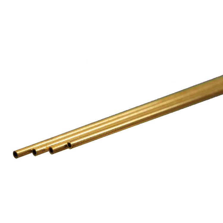 Round Brass Tube -- .06"  1.5mm OD 0.225mm Wall x 300mm Long pkg(4)