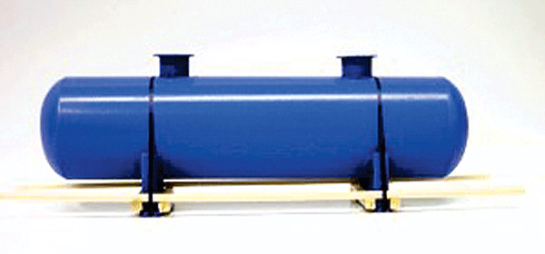 2-Compartment Propane Tank on Wood Blocking Load -- Blue, 35 x 8 x 10-1/2' Scale
