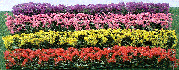 Flower Hedges - 5 x 3/8 x 5/8"  12.7 x 1 x 1.6cm pkg(8) -- Green & Assorted Blossom Blended-1