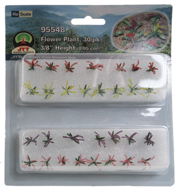 Flower Plants -- 3/8" 1cm Tall (red, pink, yellow, purple) pkg(30)