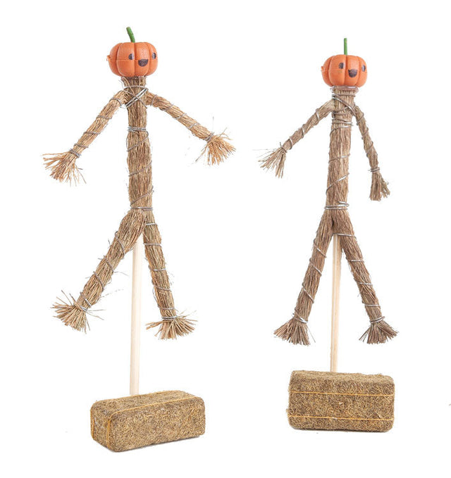 Pumpkin Scarecrows and Hay Bales -- 2 of Each, 3"  7.6cm Tall