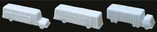 Vehicle Set - Unpainted White Styrene -- School Bus, City Bus & Semi