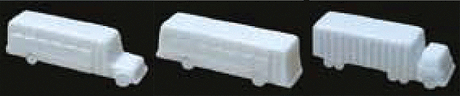 Vehicle Set - Unpainted White Styrene -- School Bus, City Bus & Semi