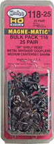 #118-25 Bulk Pack - 25 Pairs #118 SF Shelf Whisker Metal Couplers -- Medium (9/32") Centerset Shank-2