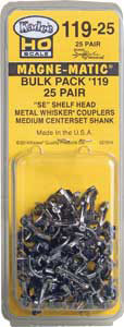 #119-25  Bulk Pack - 25 Pairs #119 SE Shelf Whisker(R) Metal Coupler -- Medium (9/32") Centerset Shank