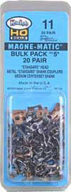 #11 Bulk Pack No.5(R) Knuckle Couplers -- No Draft Gear Boxes - 20 Pairs-2