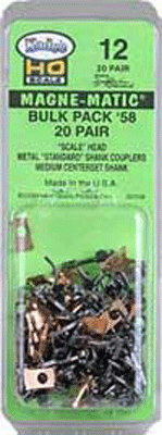 #12 Bulk Pack #58 Scale Knuckle Couplers -- No Draft Gear Boxes  20 Pair-1