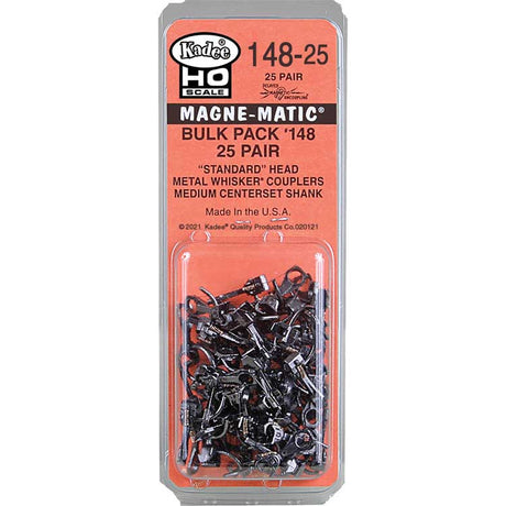 #148-25 Bulk Pack - 25 Pairs #148 Whisker(R) Metal Couplers -- Medium (9/32") Centerset Shank-1