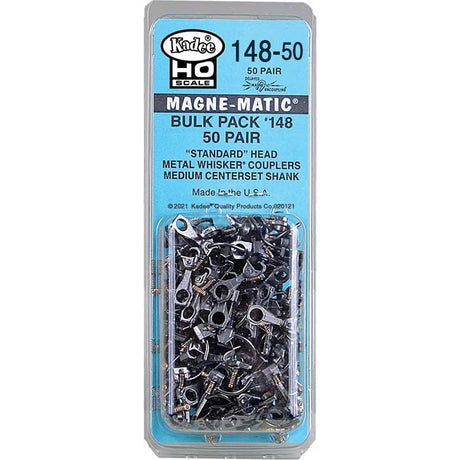 #148-50 Bulk Pack - 50 Pairs #148 Whisker(R) Metal Couplers -- Medium (9/32") Centerset Shank-1
