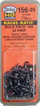 #156 Whisker(R) Scale Knuckle Couplers - Kit - Magne-Matic(R) -- Long Centerset Shank - 25 Pairs-2