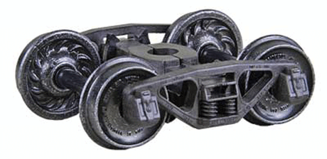 A.S.F.(R) Ride Control(R) 50-Ton Self-Centering HGC Trucks -- Code 88 (.088") 33" Ribbed-Back RP-25 Wheels 1 Pair-1