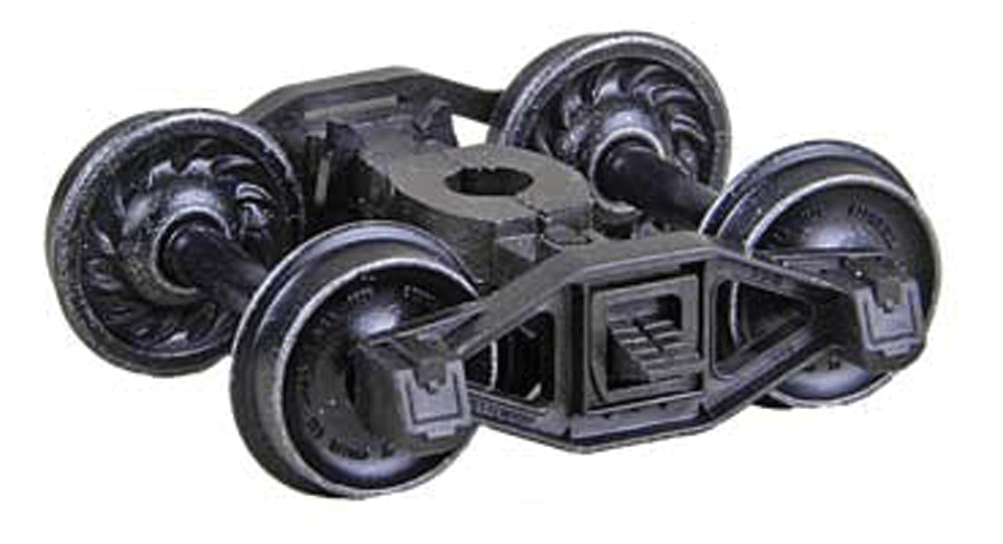 Bettendorf T-Section Self-Centering HGC Leaf-Spring Caboose Trucks -- Code 88 (.088") 33" Ribbed-Back RP-25 Wheels  1 Pair-1