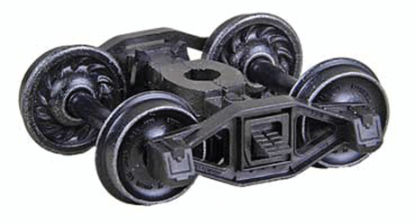 Bettendorf T-Section Self-Centering HGC Leaf-Spring Caboose Trucks -- Code 88 (.088") 33" Ribbed-Back RP-25 Wheels  1 Pair-1