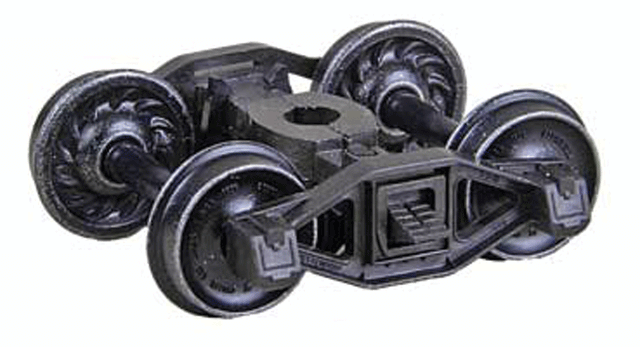 Bettendorf T-Section Self-Centering HGC Leaf-Spring Caboose Trucks -- Code 88 (.088") 33" Ribbed-Back RP-25 Wheels  1 Pair-1