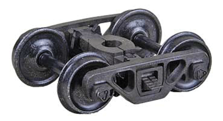 Barber - Bettendorf Self-Centering HGC Leaf-Spring Caboose Trucks -- Code 88 (.088") 33" Smooth-Back RP-25 Wheels 1 Pair-1