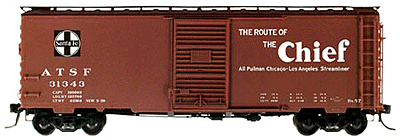 40' PS-1 Boxcar w/6' Camel-Youngstown Door -- Atchison, Topeka & Santa Fe "Chief" #31343 (Dark Boxcar Red, black roof)