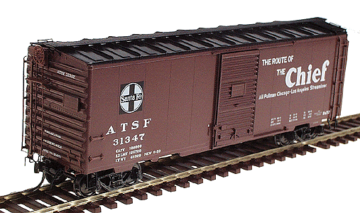 40' PS-1 Boxcar w/6' Youngstown Door -- Santa Fe "Route of the Chief" (Dark Boxcar Red)