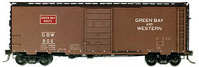 40' PS-1 Boxcar w/ 6' 7 Panel Superior Door -- Green Bay & Western #806 (brown, black roof & ends, red & white herald)