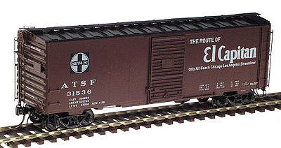 40' PS-1 Boxcar w/6' Youngstown Door -- Atchison, Topeka & Santa Fe El Capitan #31536 (black Roof)