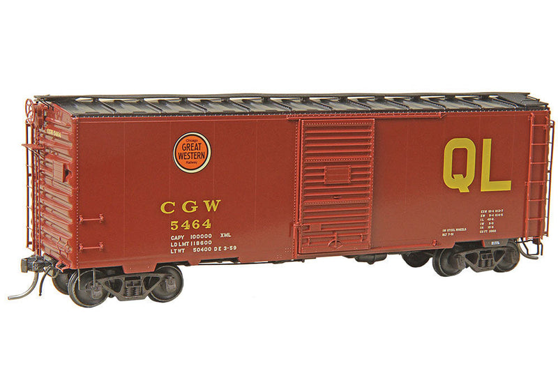 Pullman-Standard PS-1 40' Boxcar with 6' Door - Ready to Run -- Chicago Great Western 5464 (1959 Boxcar Red, yellow, red, QL Markings)