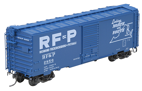 40' PS-1 Boxcar w/6' Youngstown Door -- Richmond, Fredericksburg, & Potomac #2856 (blue, white, "Linking" logo)