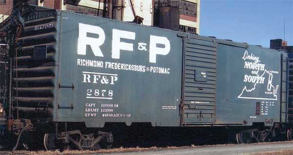 Pullman-Standard PS-1 40' Boxcar w/6' Door - Ready to Run -- Richmond, Fredericksburg & Potomac 2878 (blue, Billboard Lettering, Map Logo