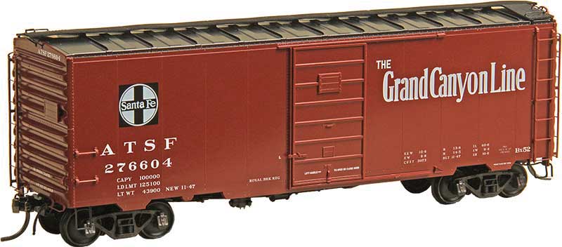 Pullman-Standard PS-1 40' Boxcar w/6' Door - Ready to Run -- Santa Fe 276604 (Boxcar Red, black, Grand Canyon Line Slogan)
