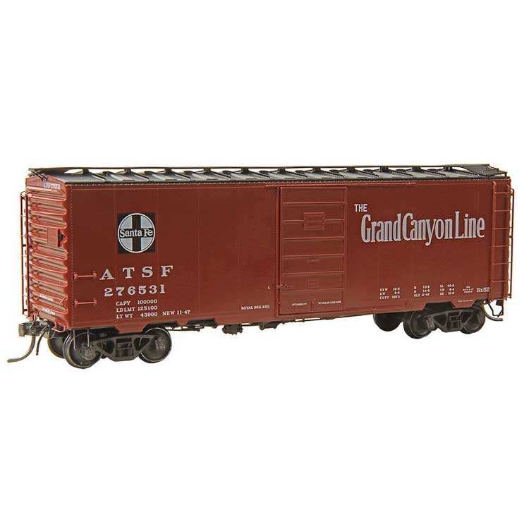 Pullman-Standard PS-1 40' Boxcar, 6' Door - Ready to Run -- Santa Fe #276531 (As-Delivered, Boxcar Red, white, Grand Canyon Line Slogan)