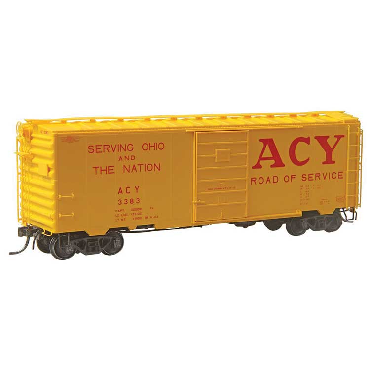 Pullman-Standard PS-1 40' Boxcar, 6' Door - Ready to Run -- Akron, Canton & Youngstown ACY #3383 (yellow, red)