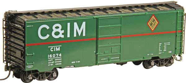 Pullman-Standard PS-1 40' Boxcar w/6'Door - Ready to Run -- Chicago & Illinois Midland #16074 (Built 1954, Factory New, Green)