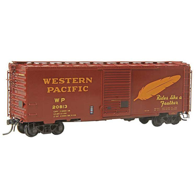 Pullman-Standard PS-1 40' Boxcar w/7' Door - Ready to Run -- Western Pacific WP #20813 (Boxcar Red, orange, Large Feather)