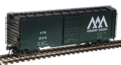 40' PS-1 Boxcar w/7' 5 Panel Superior Door -- Vermont Railway #208 (dark green)