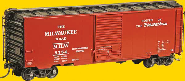 Pullman-Standard PS-1 40' Boxcar w/7' Door - Ready to Run -- Milwaukee Road #8754 (Built 1955, Factory New; Red Oxide)