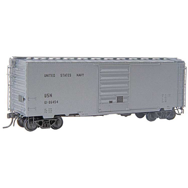 Pullman-Standard PS-1 40' Boxcar w/8' Door - Ready to Run -- United States Navy USN #61-06454 (silver)-1
