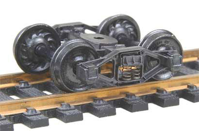 Bettendorf T-Section Fully Sprung Metal Trucks -- Code 110 (.110") 33" Ribbed-Back RP-25 Wheels - 1 Pair-2