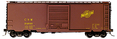 40' PS-1 Boxcar w/8' Youngstown Door -- CNW #24810 (Boxcar Red, black ends, yellow lettering; 10/64 Shop Date)