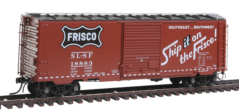 PS-1 40' Boxcar w/8' Pullman-Standard Door - Ready to Run -- St. Louis-San Francisco #18883 (1951 Boxcar Red, Frisco Logo, Ship It Slogan