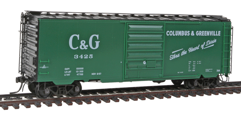 PS-1 40' Boxcar w/8' Pullman-Standard Door - Ready to Run -- Columbus & Greenville #3425 (1957 Scheme, Heart for Dixie Slogan)