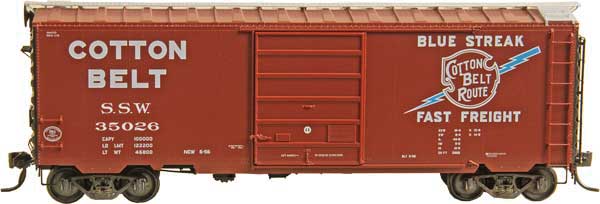 Pullman-Standard PS-1 40' Boxcar w/8' Door - Ready to Run -- SSW (Cotton Belt) #35026 (Built 1956,Factory New, Boxcar Red)