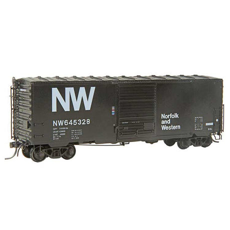 Pullman-Standard PS-1 40' Boxcar w/8' Door - Ready to Run -- Norfolk & Western #645328 (black, white, NW Logo)